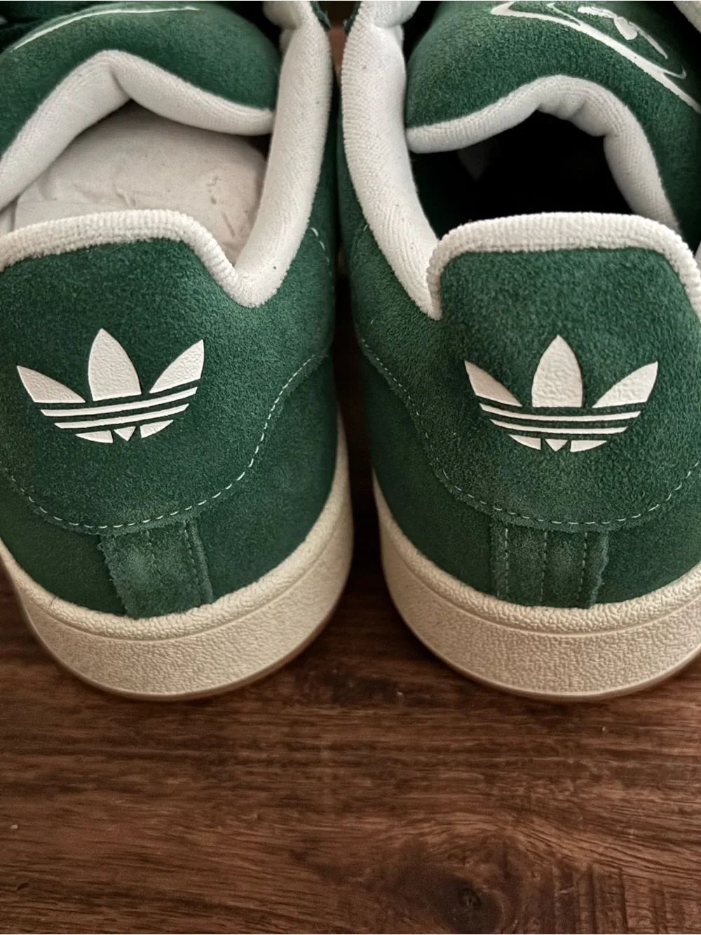 adidas Green Suede Sneakers with White Details Campus shoe wide lace sz 11 mens